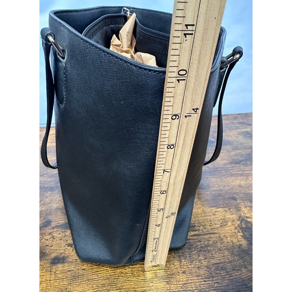 Kate Spade New York Black Saffiano Leather Large Tote Bag Zip Top Shoulder Purse - Picture 11 of 16